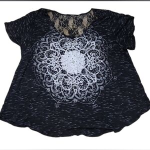 Crystal Embellished Filagree Lace Back Accent Top
